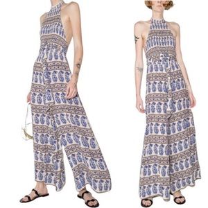 BOTEH Lazuli shirred halterneck jumpsuit romper size 1